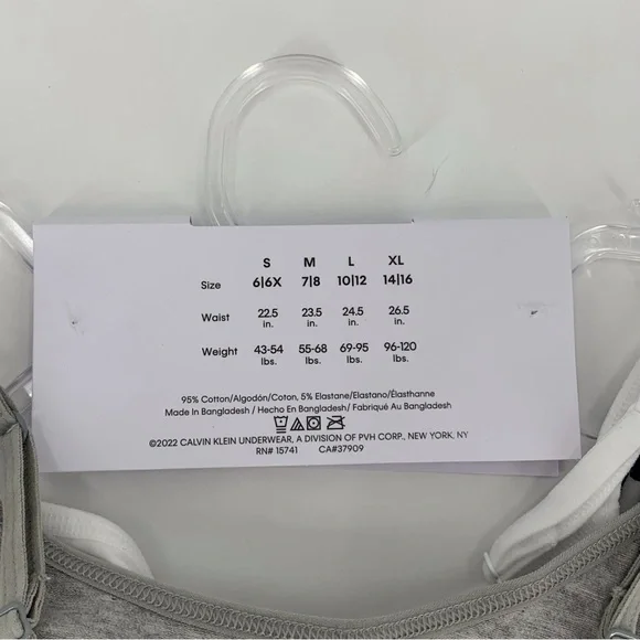 Calvin Klein NWT Girls' Black, Red, White, Grey 3-Pack Classic Crop Bralette, M - Picture 11 of 11